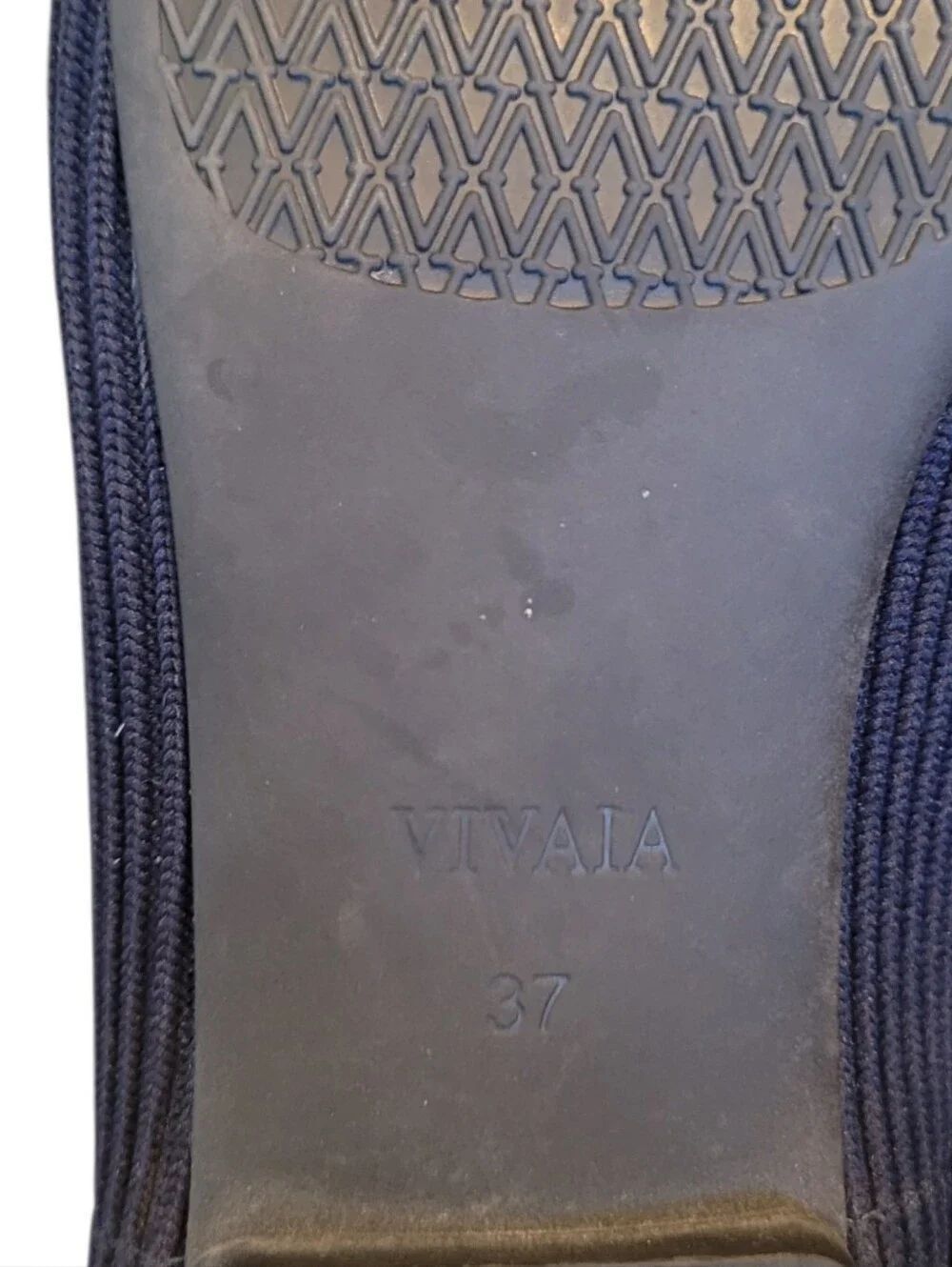 Vivaia Margot Square Toe Navy Knit Slip-On Flats Size 37/US 6.5 - Picture 4 of 6
